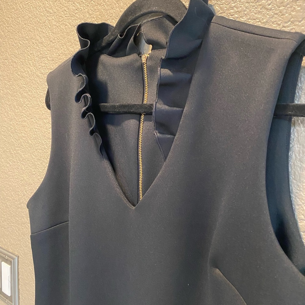 Calvin Klein Black Ruffle Neck Elegant Dress - Picture 3 of 6